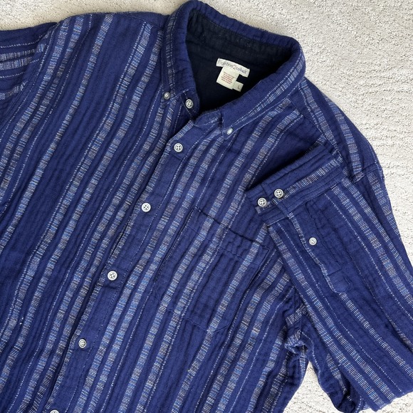 Men's Carbon 2 Cobalt Large Striped Button Shirt Flannel - Picture 1 of 6